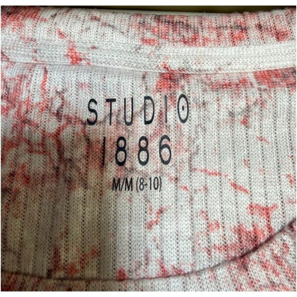 Studio 1886 Womens Ribbed Knit 2-Piece Set Pink Tie-Dye Print Size Medium - Picture 5 of 7